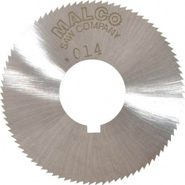 Made in USA - 1-3/4" Diam x 0.014" Blade Thickness x 5/8" Arbor Hole Diam, 90 Tooth Slitting and Slotting Saw - Arbor Connection, Right Hand, Uncoated, High Speed Steel, Concave Ground, Contains Keyway - Caliber Tooling