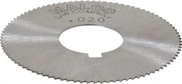 Made in USA - 1-3/4" Diam x 0.02" Blade Thickness x 5/8" Arbor Hole Diam, 90 Tooth Slitting and Slotting Saw - Arbor Connection, Right Hand, Uncoated, High Speed Steel, Concave Ground, Contains Keyway - Caliber Tooling