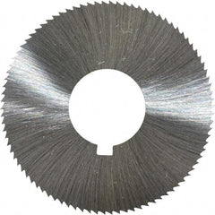 Made in USA - 1-3/4" Diam x 0.023" Blade Thickness x 5/8" Arbor Hole Diam, 90 Tooth Slitting and Slotting Saw - Arbor Connection, Right Hand, Uncoated, High Speed Steel, Concave Ground, Contains Keyway - Caliber Tooling