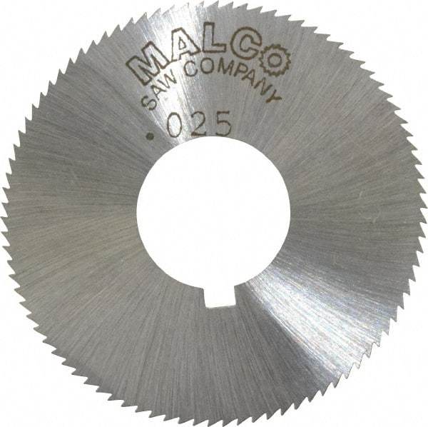 Made in USA - 1-3/4" Diam x 0.025" Blade Thickness x 5/8" Arbor Hole Diam, 90 Tooth Slitting and Slotting Saw - Arbor Connection, Right Hand, Uncoated, High Speed Steel, Concave Ground, Contains Keyway - Caliber Tooling