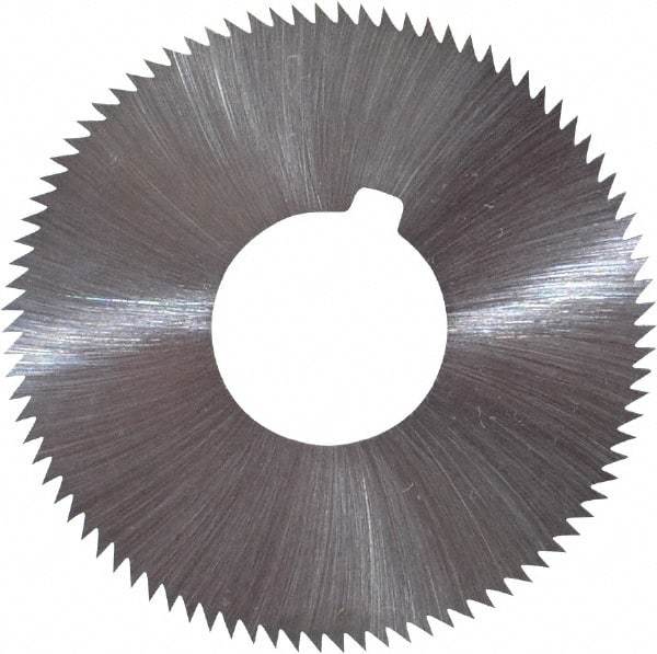 Made in USA - 1-3/4" Diam x 0.032" Blade Thickness x 5/8" Arbor Hole Diam, 90 Tooth Slitting and Slotting Saw - Arbor Connection, Right Hand, Uncoated, High Speed Steel, Concave Ground, Contains Keyway - Caliber Tooling