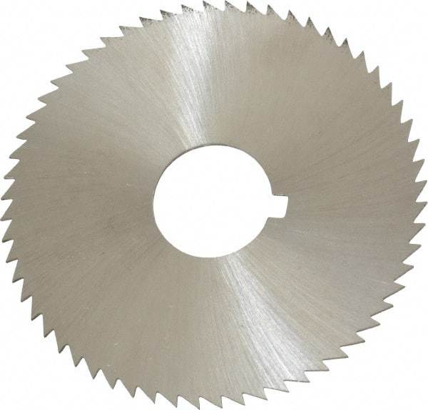 Made in USA - 2-1/4" Diam x 0.032" Blade Thickness x 5/8" Arbor Hole Diam, 60 Tooth Slitting and Slotting Saw - Arbor Connection, Right Hand, Uncoated, High Speed Steel, Concave Ground, Contains Keyway - Caliber Tooling