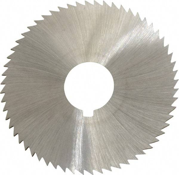 Made in USA - 2-1/4" Diam x 0.036" Blade Thickness x 5/8" Arbor Hole Diam, 60 Tooth Slitting and Slotting Saw - Arbor Connection, Right Hand, Uncoated, High Speed Steel, Concave Ground, Contains Keyway - Caliber Tooling