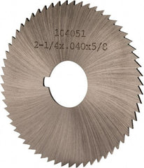 Made in USA - 2-1/4" Diam x 0.04" Blade Thickness x 5/8" Arbor Hole Diam, 60 Tooth Slitting and Slotting Saw - Arbor Connection, Right Hand, Uncoated, High Speed Steel, Concave Ground, Contains Keyway - Caliber Tooling