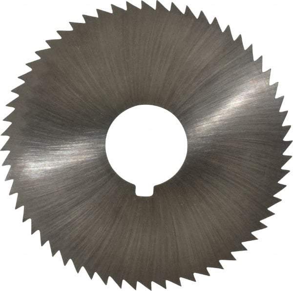 Made in USA - 2-1/4" Diam x 0.045" Blade Thickness x 5/8" Arbor Hole Diam, 60 Tooth Slitting and Slotting Saw - Arbor Connection, Right Hand, Uncoated, High Speed Steel, Concave Ground, Contains Keyway - Caliber Tooling