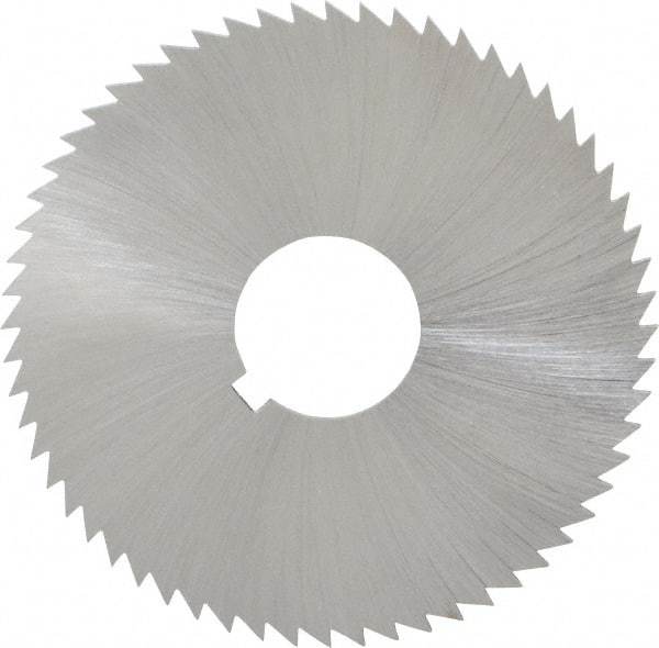 Made in USA - 2-1/4" Diam x 0.051" Blade Thickness x 5/8" Arbor Hole Diam, 60 Tooth Slitting and Slotting Saw - Arbor Connection, Right Hand, Uncoated, High Speed Steel, Concave Ground, Contains Keyway - Caliber Tooling