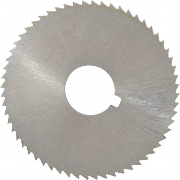 Made in USA - 2-1/4" Diam x 0.091" Blade Thickness x 5/8" Arbor Hole Diam, 60 Tooth Slitting and Slotting Saw - Arbor Connection, Right Hand, Uncoated, High Speed Steel, Concave Ground, Contains Keyway - Caliber Tooling