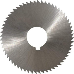 Made in USA - 2-1/4" Diam x 0.102" Blade Thickness x 5/8" Arbor Hole Diam, 60 Tooth Slitting and Slotting Saw - Arbor Connection, Right Hand, Uncoated, High Speed Steel, Concave Ground, Contains Keyway - Caliber Tooling