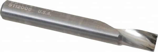 Onsrud - 1/4" Cutting Diam x 3/8" Length of Cut, 1 Flute, Upcut Spiral Router Bit - Uncoated, Right Hand Cut, Solid Carbide, 2" OAL x 1/4" Shank Diam, Single Edge, 21° Helix Angle - Caliber Tooling