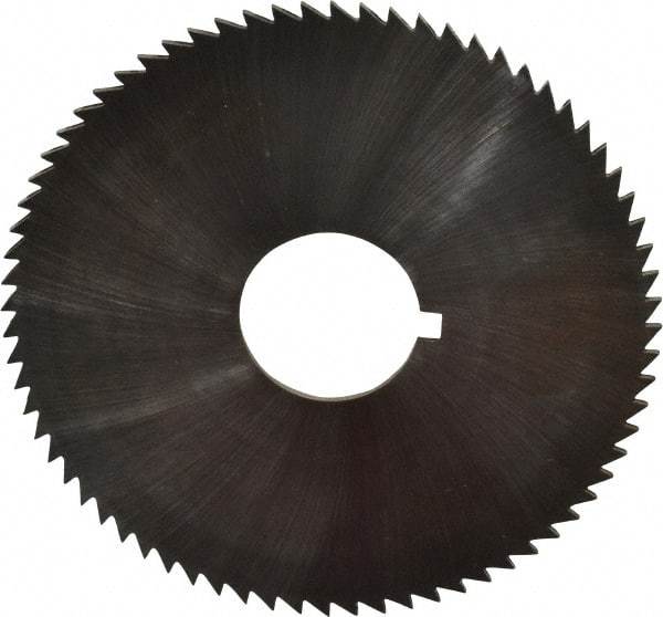 Made in USA - 2-3/4" Diam x 0.045" Blade Thickness x 3/4" Arbor Hole Diam, 72 Tooth Slitting and Slotting Saw - Arbor Connection, Right Hand, Uncoated, High Speed Steel, Concave Ground, Contains Keyway - Caliber Tooling