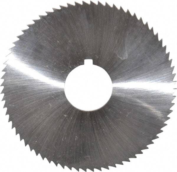 Made in USA - 2-3/4" Diam x 0.057" Blade Thickness x 3/4" Arbor Hole Diam, 72 Tooth Slitting and Slotting Saw - Arbor Connection, Right Hand, Uncoated, High Speed Steel, Concave Ground, Contains Keyway - Caliber Tooling