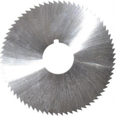 Made in USA - 2-3/4" Diam x 0.114" Blade Thickness x 3/4" Arbor Hole Diam, 72 Tooth Slitting and Slotting Saw - Arbor Connection, Right Hand, Uncoated, High Speed Steel, Concave Ground, Contains Keyway - Caliber Tooling