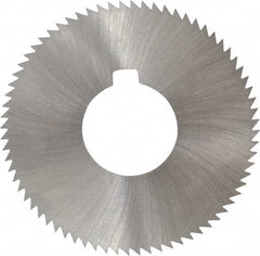 Made in USA - 2-3/4" Diam x 0.023" Blade Thickness x 1" Arbor Hole Diam, 72 Tooth Slitting and Slotting Saw - Arbor Connection, Right Hand, Uncoated, High Speed Steel, Concave Ground, Contains Keyway - Caliber Tooling