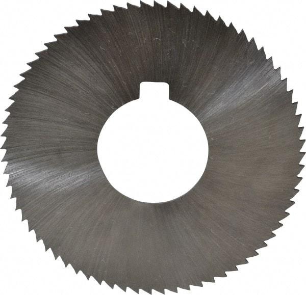 Made in USA - 2-3/4" Diam x 0.051" Blade Thickness x 1" Arbor Hole Diam, 72 Tooth Slitting and Slotting Saw - Arbor Connection, Right Hand, Uncoated, High Speed Steel, Concave Ground, Contains Keyway - Caliber Tooling