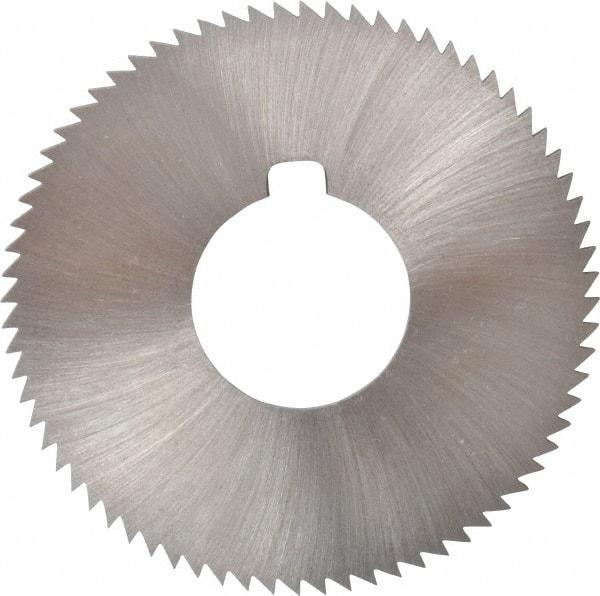 Made in USA - 2-3/4" Diam x 0.072" Blade Thickness x 1" Arbor Hole Diam, 72 Tooth Slitting and Slotting Saw - Arbor Connection, Right Hand, Uncoated, High Speed Steel, Concave Ground, Contains Keyway - Caliber Tooling