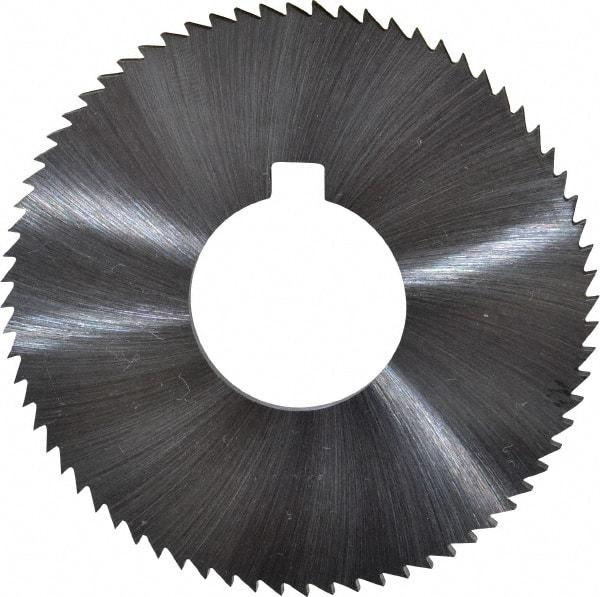 Made in USA - 2-3/4" Diam x 0.102" Blade Thickness x 1" Arbor Hole Diam, 72 Tooth Slitting and Slotting Saw - Arbor Connection, Right Hand, Uncoated, High Speed Steel, Concave Ground, Contains Keyway - Caliber Tooling