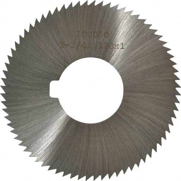 Made in USA - 2-3/4" Diam x 0.128" Blade Thickness x 1" Arbor Hole Diam, 72 Tooth Slitting and Slotting Saw - Arbor Connection, Right Hand, Uncoated, High Speed Steel, Concave Ground, Contains Keyway - Caliber Tooling