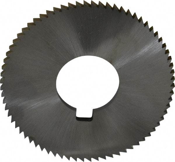 Made in USA - 2-3/4" Diam x 0.144" Blade Thickness x 1" Arbor Hole Diam, 72 Tooth Slitting and Slotting Saw - Arbor Connection, Right Hand, Uncoated, High Speed Steel, Concave Ground, Contains Keyway - Caliber Tooling