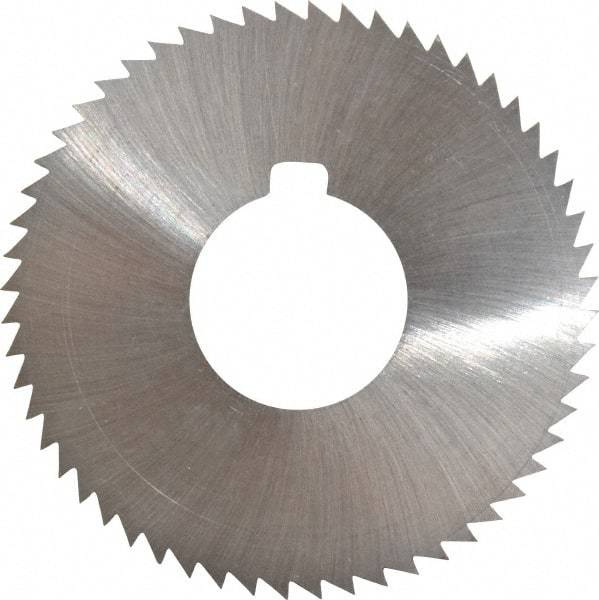 Made in USA - 2-3/4" Diam x 0.028" Blade Thickness x 1" Arbor Hole Diam, 56 Tooth Slitting and Slotting Saw - Arbor Connection, Right Hand, Uncoated, High Speed Steel, Concave Ground, Contains Keyway - Caliber Tooling