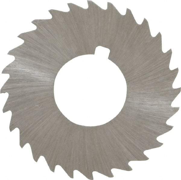 Made in USA - 1-1/4" Diam x 1/32" Blade Thickness x 1/2" Arbor Hole Diam, 28 Tooth Slitting and Slotting Saw - Arbor Connection, Right Hand, Uncoated, High Speed Steel, Concave Ground, Contains Keyway - Caliber Tooling