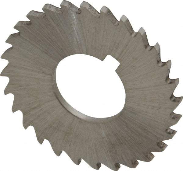 Made in USA - 1-1/4" Diam x 1/16" Blade Thickness x 1/2" Arbor Hole Diam, 28 Tooth Slitting and Slotting Saw - Arbor Connection, Right Hand, Uncoated, High Speed Steel, Concave Ground, Contains Keyway - Caliber Tooling