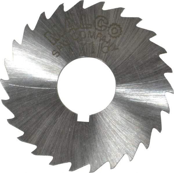 Made in USA - 1-1/2" Diam x 1/16" Blade Thickness x 1/2" Arbor Hole Diam, 26 Tooth Slitting and Slotting Saw - Arbor Connection, Right Hand, Uncoated, High Speed Steel, Concave Ground, Contains Keyway - Caliber Tooling