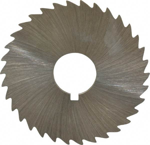 Made in USA - 1-3/4" Diam x 1/32" Blade Thickness x 1/2" Arbor Hole Diam, 34 Tooth Slitting and Slotting Saw - Arbor Connection, Right Hand, Uncoated, High Speed Steel, Concave Ground, Contains Keyway - Caliber Tooling