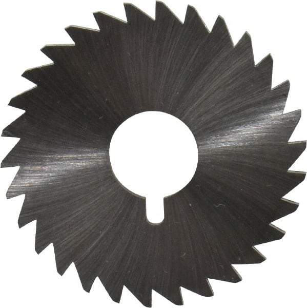 Made in USA - 1-3/4" Diam x 3/32" Blade Thickness x 1/2" Arbor Hole Diam, 30 Tooth Slitting and Slotting Saw - Arbor Connection, Right Hand, Uncoated, High Speed Steel, Concave Ground, Contains Keyway - Caliber Tooling