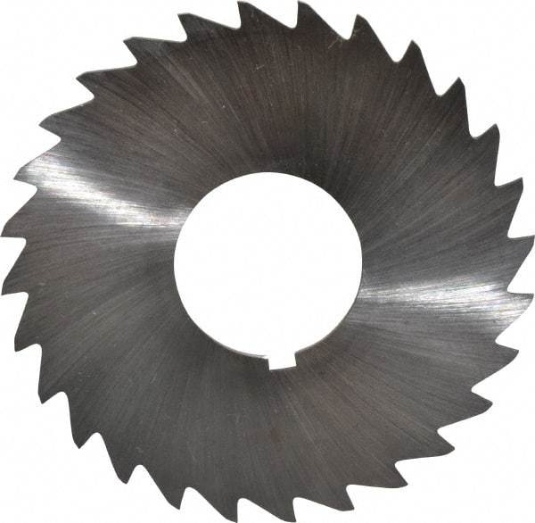 Made in USA - 2-1/2" Diam x 3/64" Blade Thickness x 7/8" Arbor Hole Diam, 28 Tooth Slitting and Slotting Saw - Arbor Connection, Right Hand, Uncoated, High Speed Steel, Concave Ground, Contains Keyway - Caliber Tooling