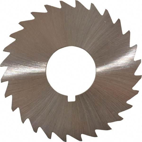 Made in USA - 2-1/2" Diam x 1/8" Blade Thickness x 7/8" Arbor Hole Diam, 28 Tooth Slitting and Slotting Saw - Arbor Connection, Right Hand, Uncoated, High Speed Steel, Concave Ground, Contains Keyway - Caliber Tooling