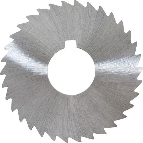 Made in USA - 3" Diam x 1/32" Blade Thickness x 1" Arbor Hole Diam, 34 Tooth Slitting and Slotting Saw - Arbor Connection, Right Hand, Uncoated, High Speed Steel, Concave Ground, Contains Keyway - Caliber Tooling