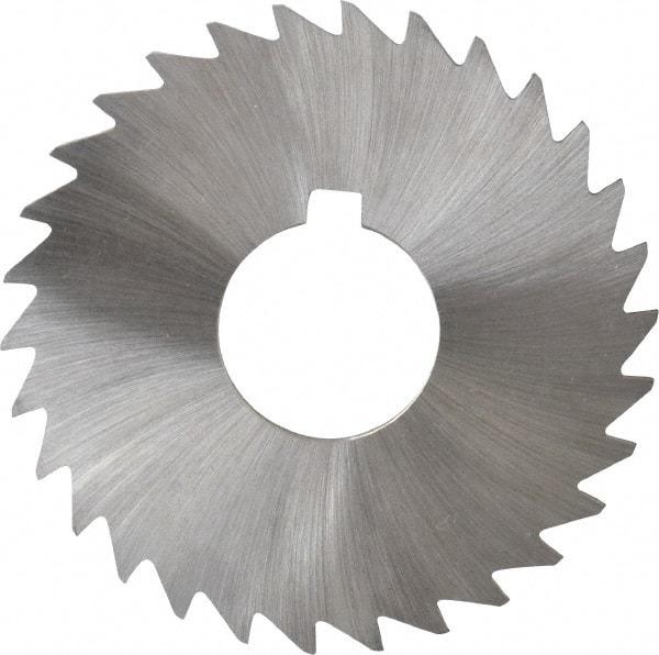 Made in USA - 3" Diam x 3/32" Blade Thickness x 1" Arbor Hole Diam, 30 Tooth Slitting and Slotting Saw - Arbor Connection, Right Hand, Uncoated, High Speed Steel, Concave Ground, Contains Keyway - Caliber Tooling