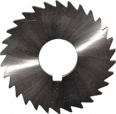 Made in USA - 3" Diam x 1/8" Blade Thickness x 1" Arbor Hole Diam, 30 Tooth Slitting and Slotting Saw - Arbor Connection, Right Hand, Uncoated, High Speed Steel, Concave Ground, Contains Keyway - Caliber Tooling