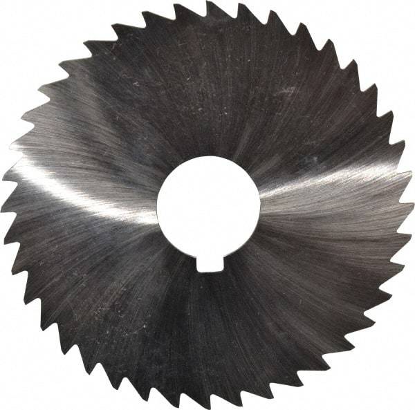 Made in USA - 4" Diam x 3/64" Blade Thickness x 1" Arbor Hole Diam, 40 Tooth Slitting and Slotting Saw - Arbor Connection, Right Hand, Uncoated, High Speed Steel, Concave Ground, Contains Keyway - Caliber Tooling