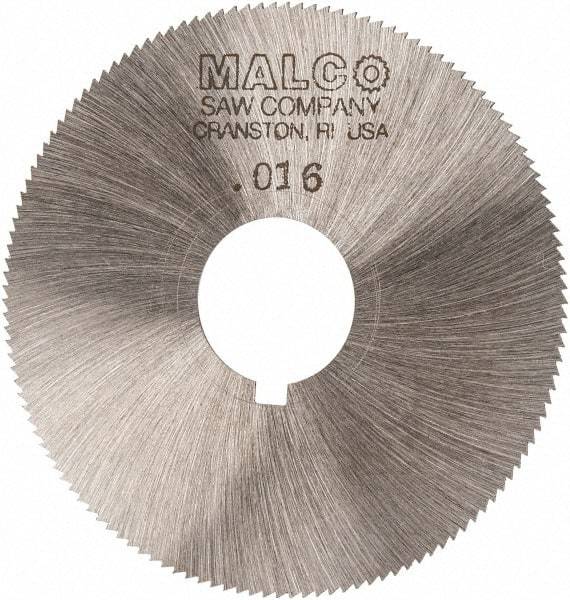 Made in USA - 2-1/4" Diam x 0.016" Blade Thickness x 5/8" Arbor Hole Diam, 132 Tooth Slitting and Slotting Saw - Arbor Connection, Right Hand, Uncoated, High Speed Steel, Concave Ground, Contains Keyway - Caliber Tooling