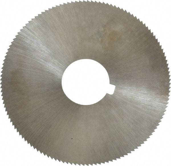 Made in USA - 2-1/4" Diam x 0.025" Blade Thickness x 5/8" Arbor Hole Diam, 132 Tooth Slitting and Slotting Saw - Arbor Connection, Right Hand, Uncoated, High Speed Steel, Concave Ground, Contains Keyway - Caliber Tooling