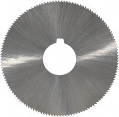 Made in USA - 2-1/4" Diam x 0.028" Blade Thickness x 5/8" Arbor Hole Diam, 132 Tooth Slitting and Slotting Saw - Arbor Connection, Right Hand, Uncoated, High Speed Steel, Concave Ground, Contains Keyway - Caliber Tooling