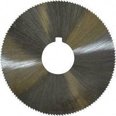 Made in USA - 2-1/4" Diam x 0.045" Blade Thickness x 5/8" Arbor Hole Diam, 132 Tooth Slitting and Slotting Saw - Arbor Connection, Right Hand, Uncoated, High Speed Steel, Concave Ground, Contains Keyway - Caliber Tooling