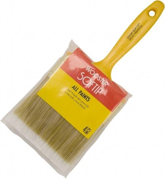 Wooster Brush - 4" Flat Synthetic General Purpose Paint Brush - 3-3/16" Bristle Length, 5-5/8" Plastic Fluted Handle - Caliber Tooling