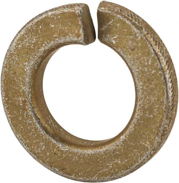 Made in USA - 3/8", 0.094" Thick Split Lock Washer - 1060 Spring Steel, Zinc Yellow Dichromate Finish, 0.377" Min ID, 0.385" Max ID, 0.68" Max OD - Caliber Tooling