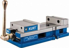 Kurt - 6" Jaw Width, 9-1/16" Jaw Opening Capacity, Horizontal Stationary Machine Vise - Manual Operation, 5,250 Lb Capacity, 1 Station, 18.32" Long x 4.86" High x 1-31/64" Deep, 1.735" Jaw Height, 5,250 Lb Max Clamp Force - Caliber Tooling