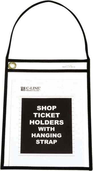 C-LINE - 15 Piece Clear Hanging Strap Stitched Shop Ticket Holder - 12" High x 9" Wide - Caliber Tooling