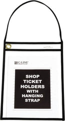 C-LINE - 15 Piece Clear Hanging Strap Stitched Shop Ticket Holder - 12" High x 9" Wide - Caliber Tooling