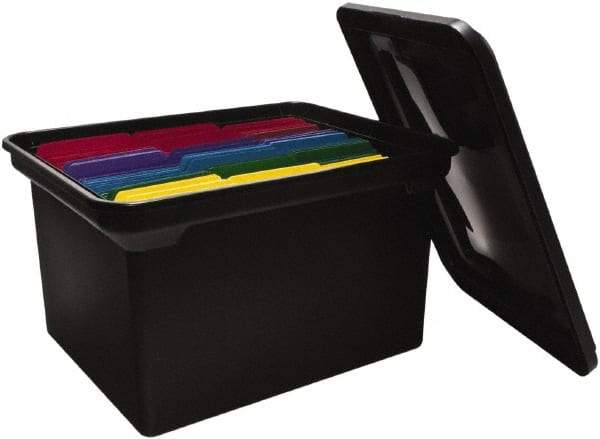 ADVANTUS - 1 Compartment, 14-1/8 Inch Wide x 18 Inch Deep x 10-3/4 Inch High, Portable File Box - Plastic, Black - Caliber Tooling