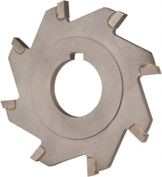 Made in USA - 3" Diam x 3/16" Blade Thickness x 1" Arbor Hole Diam, 8 Tooth Slitting and Slotting Saw - Arbor Connection, Right Hand, Uncoated, Carbide-Tipped, Contains Keyway - Caliber Tooling