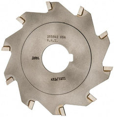 Made in USA - 4" Diam x 3/32" Blade Thickness x 1" Arbor Hole Diam, 10 Tooth Slitting and Slotting Saw - Arbor Connection, Right Hand, Uncoated, Carbide-Tipped, Contains Keyway - Caliber Tooling