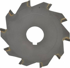 Made in USA - 4" Diam x 1/8" Blade Thickness x 1" Arbor Hole Diam, 10 Tooth Slitting and Slotting Saw - Arbor Connection, Right Hand, Uncoated, Carbide-Tipped, Contains Keyway - Caliber Tooling