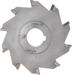 Made in USA - 4" Diam x 3/16" Blade Thickness x 1" Arbor Hole Diam, 10 Tooth Slitting and Slotting Saw - Arbor Connection, Right Hand, Uncoated, Carbide-Tipped, Contains Keyway - Caliber Tooling