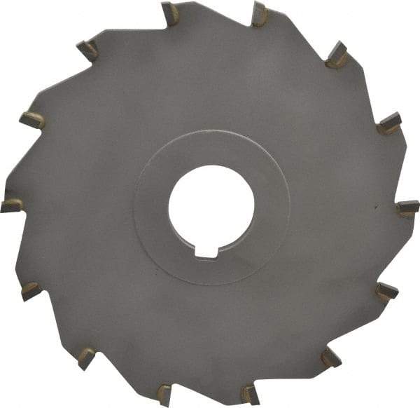 Made in USA - 6" Diam x 1/4" Blade Thickness x 1-1/4" Arbor Hole Diam, 14 Tooth Slitting and Slotting Saw - Arbor Connection, Right Hand, Uncoated, Carbide-Tipped, Contains Keyway - Caliber Tooling