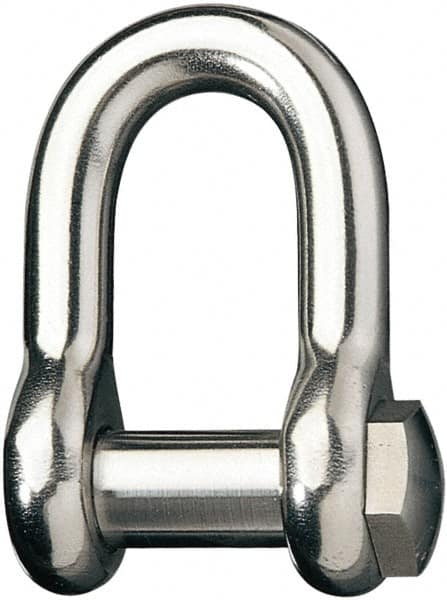 Ronstan - 5/8" Nominal Chain Size, 12.125 Ton Stainless Steel Screw D Shackle - 5/8" Diam, 5/8" Pin Diam, 1-27/32" High Inside Jaw, 1" Inside Width, 3/4" Max Body Thickness - Caliber Tooling